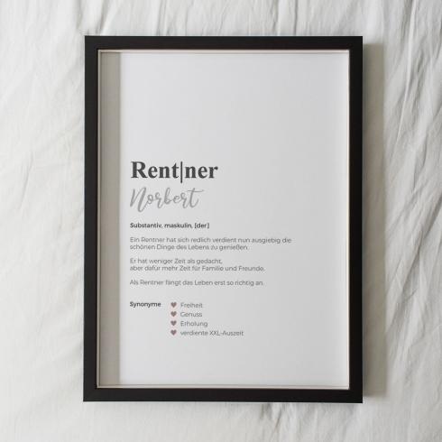 Definitionsposter "Rentner 1" | Geschenkidee | Personalisiert | individuelles Bild | Wörterbuch