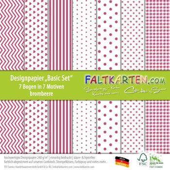 Designpapier 12"x12" 170gr "Basic Set" in brombeere