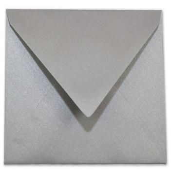 Briefumschlag 11x11cm in metallic silber 120g ohne Fenster, Nassklebung