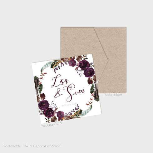 Einlegekarten-Bundle "Boho Violett-Flower" Quadrat