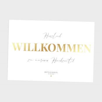 Metallicposter "Willkommen" | Goldposter | Willkommensschild | Hochzeitstafel | Personalisiertes Poster