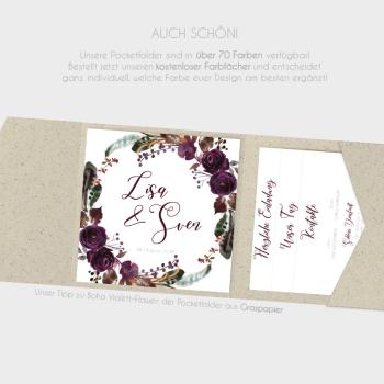 Einlegekarte "Boho Violett-Flower" 13x11