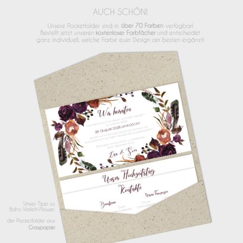 Einlegekarte "Boho Violett-Flower" 19,5x8