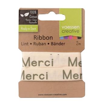 Vaessen Motivband/Text 15mm "Merci" 2m