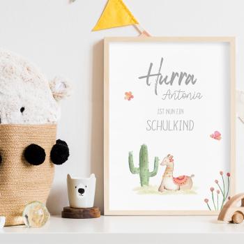 Schulkind-Poster "Lama" | Einschulung | Meilensteintafel | Geschenk 1. Geburtstag | | Personalisiertes Geschenk