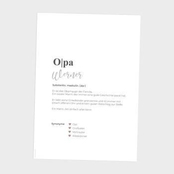 Definitionsposter "Opa 1" | Geschenkidee | Personalisiert | individuelles Bild | Wörterbuch