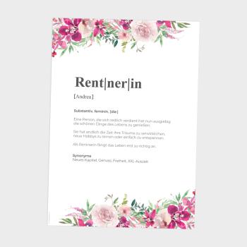 Definitionsposter "Rentnerin 2" | Geschenkidee | Personalisiert | individuelles Bild | Wörterbuch