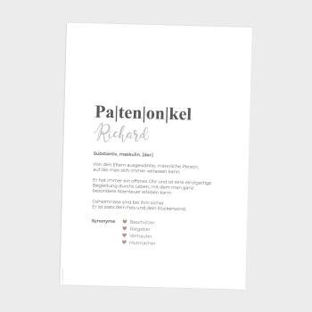 Definitionsposter "Patenonkel 1" | Geschenkidee | Personalisiert | individuelles Bild | Wörterbuch