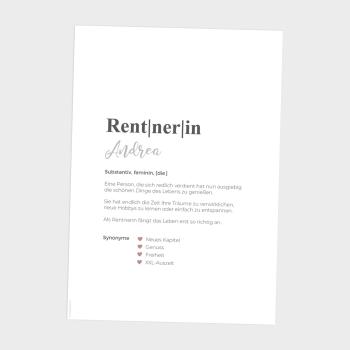 Definitionsposter "Rentnerin 1" | Geschenkidee | Personalisiert | individuelles Bild | Wörterbuch