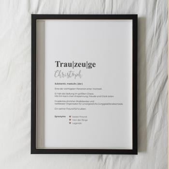 Definitionsposter "Trauzeuge 1" | Geschenkidee | Personalisiert | individuelles Bild | Wörterbuch