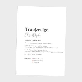 Definitionsposter "Trauzeuge 1" | Geschenkidee | Personalisiert | individuelles Bild | Wörterbuch