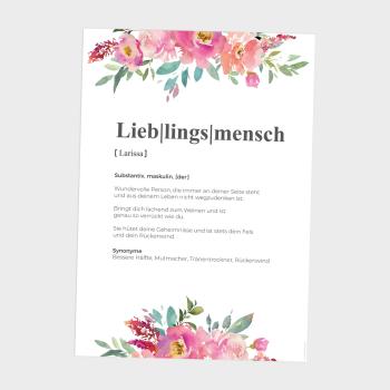 Definitionsposter "Lieblingsmensch 2" | Geschenkidee | Personalisiert | individuelles Bild | Wörterbuch