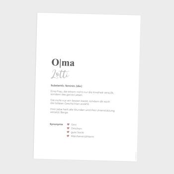 Definitionsposter "Oma 1" | Geschenkidee | Personalisiert | individuelles Bild | Wörterbuch