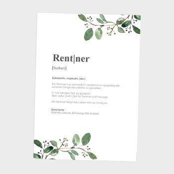 Definitionsposter "Rentner 2" | Geschenkidee | Personalisiert | individuelles Bild | Wörterbuch