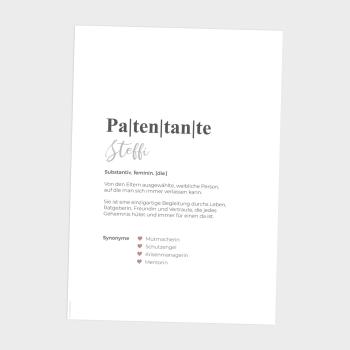 Definitionsposter "Patentante 1" | Geschenkidee | Personalisiert | individuelles Bild | Wörterbuch