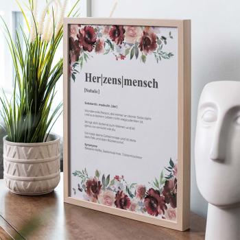 Definitionsposter "Herzensmensch 2" | Geschenkidee | Personalisiert | individuelles Bild | Wörterbuch