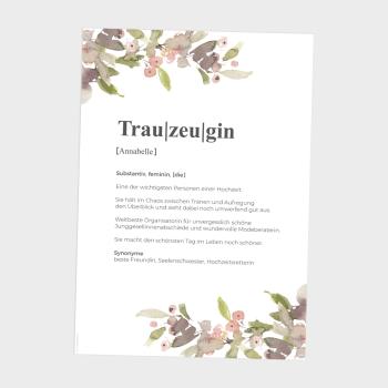 Definitionsposter "Trauzeugin 2" | Geschenkidee | Personalisiert | individuelles Bild | Wörterbuch