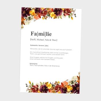 Definitionsposter "Familie 2" | Geschenkidee | Personalisiert | individuelles Bild | Wörterbuch