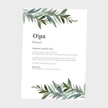 Definitionsposter "Opa 2" | Geschenkidee | Personalisiert | individuelles Bild | Wörterbuch