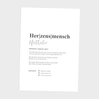 Definitionsposter "Herzensmensch 1" | Geschenkidee | Personalisiert | individuelles Bild | Wörterbuch