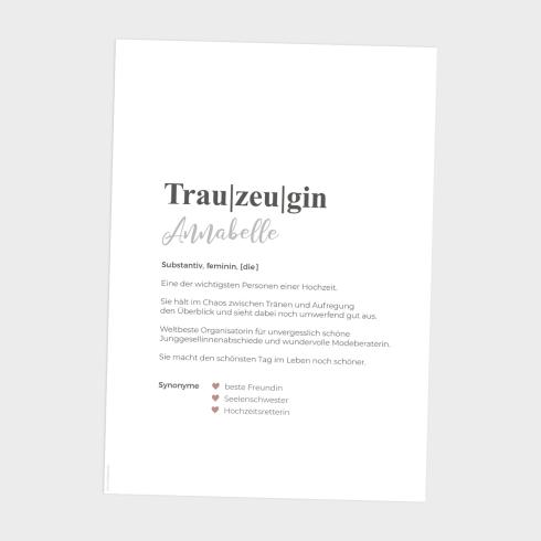 Definitionsposter "Trauzeugin 1 | Geschenkidee | Personalisiert | individuelles Bild | Wörterbuch