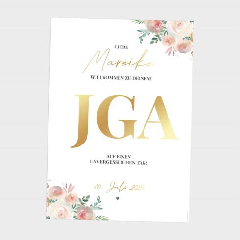 Metallicposter "JGA" | Goldposter | Willkommensschild | Personalisiertes Poster | Wanddeko