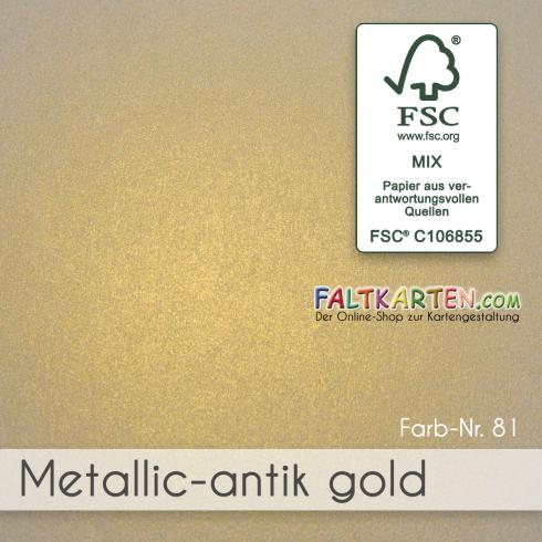 Briefumschläge - Briefhüllen in metallic-antik gold, DIN A5 120g/m² oF, Nassklebung