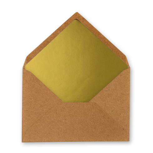 Briefumschlag C6 kraft braun mit Innenfutter "gold"