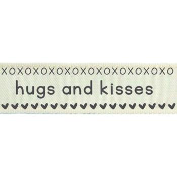 Vaessen Motivband/Text 15mm "Hugs And Kisses" 2m