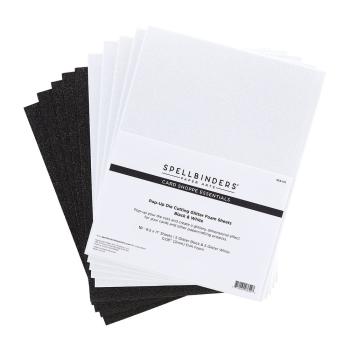 Spellbinders - Glitter Foam Sheets - "Black & White " - Schaumstoffplatten Glitzer 