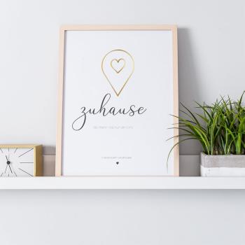 Metallicposter "Zuhause Pin" | Goldposter | Familienposter | Personalisiertes Poster | Wanddeko