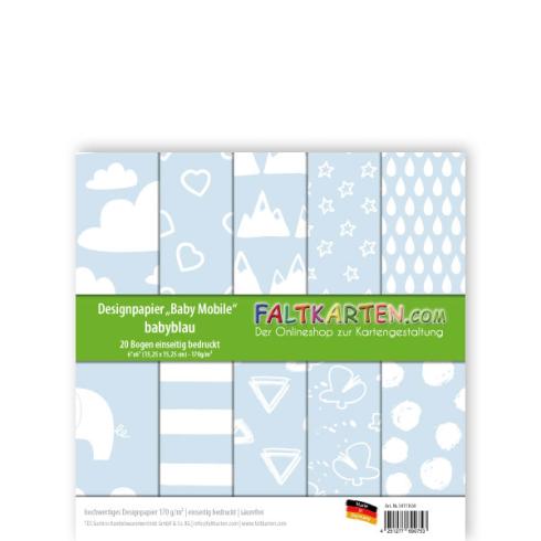 Designpapier 6"x6" 170gr "Baby Mobile babyblau" 20 Bogen