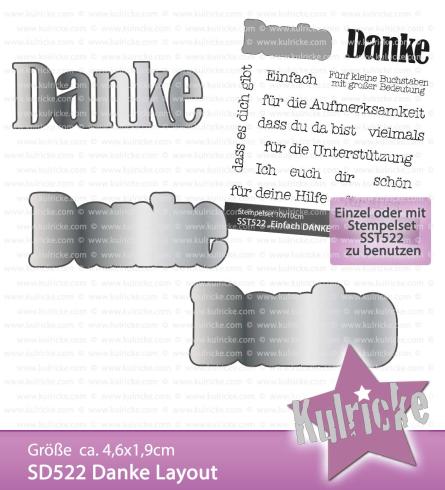 Kulricke Stanzschablone "Danke Layout" Craft Die | Wortstanze | Stanze