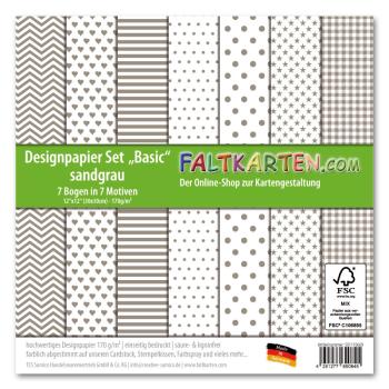 Designpapier 12"x12" 170gr "Basic Set" in sandgrau