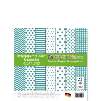 Designpapier 6"x6" 170gr "Basic Set" in lagunenblau