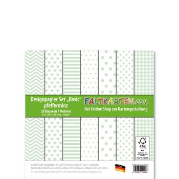 Designpapier 6"x6" 170gr "Basic Set" in pfefferminz