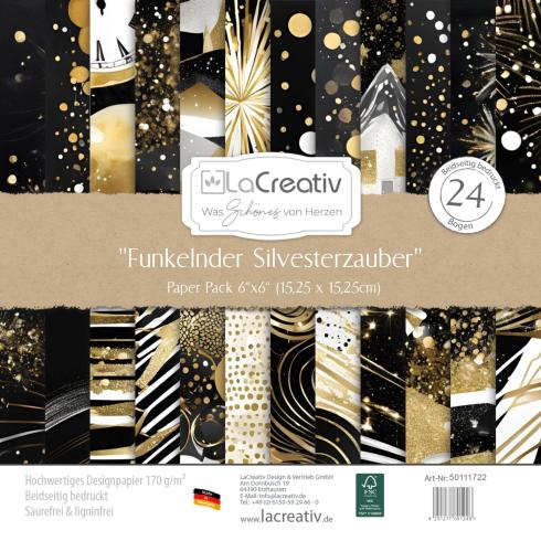 LaCreativ - Designpapier "Funkelnder Silvesterzauber" Paper Pack 6x6" - 24 Bogen