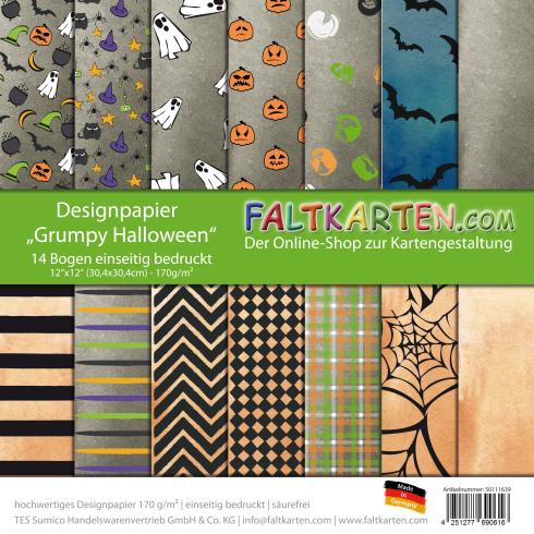 Designpapier 12"x12" 170gr "Grumpy Halloween" 14 Bogen