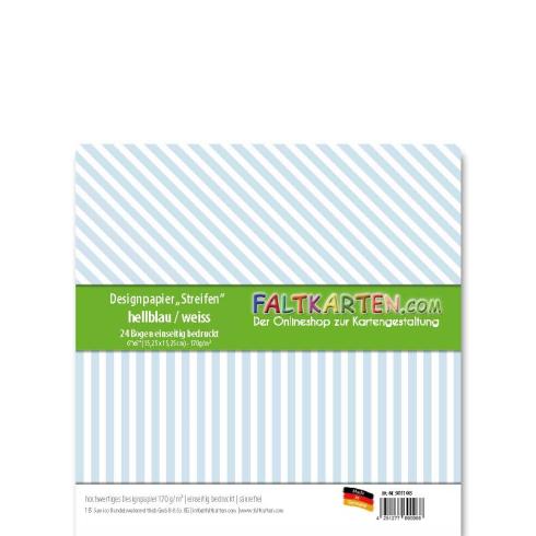 Designpapier 6"x6" 170gr "Streifen" hellblau 24 Bogen