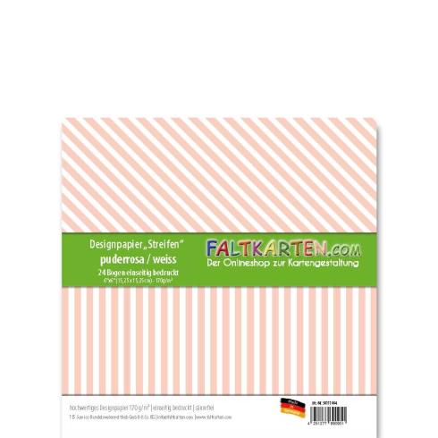 Designpapier 6"x6" 170gr "Streifen" puderrosa 24 Bogen