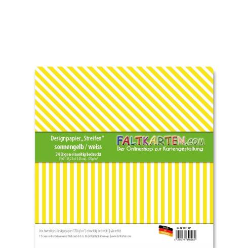 Designpapier 6"x6" 170gr "Streifen" sonnengelb 24 Bogen