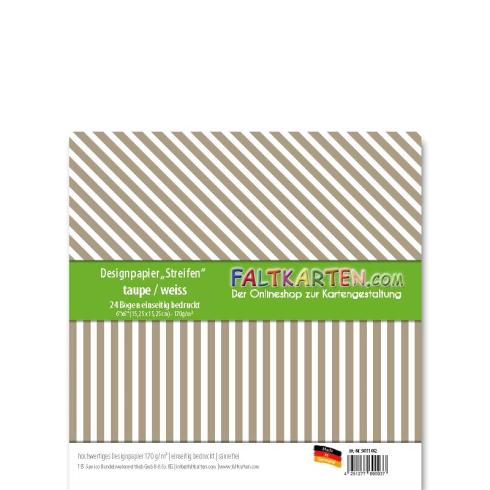 Designpapier 6"x6" 170gr "Streifen" taupe 24 Bogen