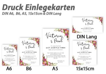 Druck Einlegekarte DIN A6, DIN B6, DIN Lang, 15x15, DIN A5