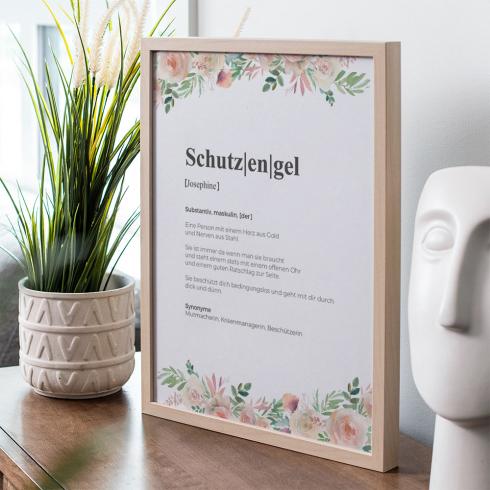 Definitionsposter "Schutzengel 2" | Geschenkidee | Personalisiert | individuelles Bild | Wörterbuch