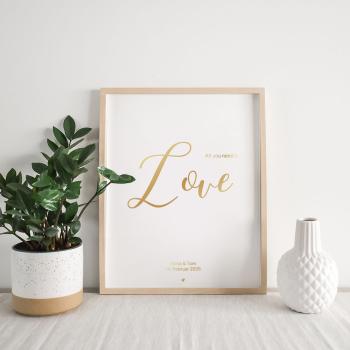 Metallicposter "All you need is love" | Goldposter | Familienposter | Personalisiertes Poster | Wanddeko