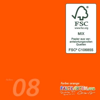 Passepartoutkarte rechteck 3-Fach DIN A6 in orange