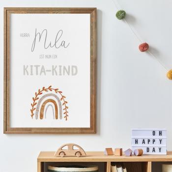 Kita-Kind-Poster "Regenbogen" | Einschulung | Meilensteintafel | Geschenk 1. Geburtstag | Personalisiertes Geschenk