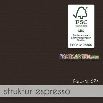 Trippelkarte - Leporello 210g/m² DIN B6 3-Fach in struktur espresso