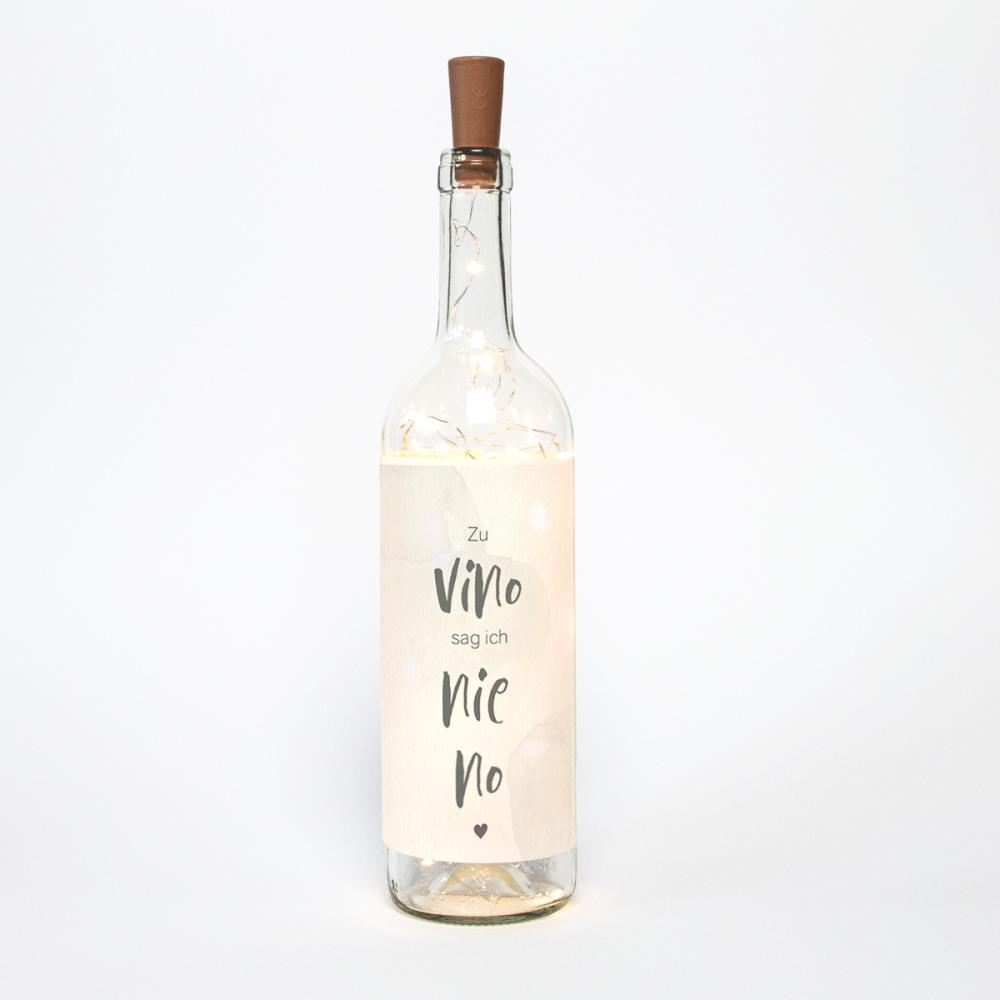 Lichterflasche "Vino nie no" | Geschenkidee | Deko-Idee | Geschenk Vino nie no