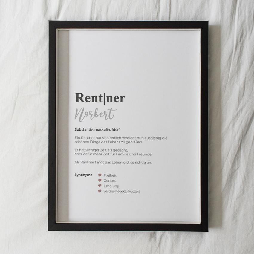 Definitionsposter "Rentner 1" | Geschenkidee | Personalisiert | individuelles Bild | Wörterbuch